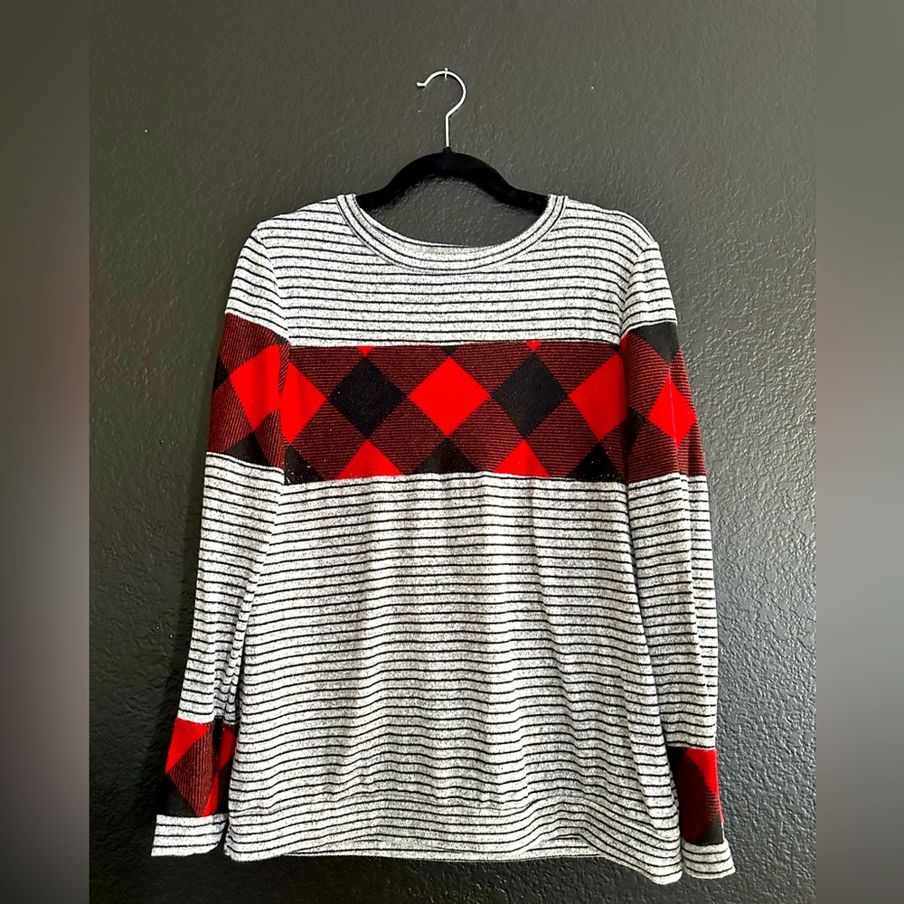 Long Sleeve with buffalo print color block